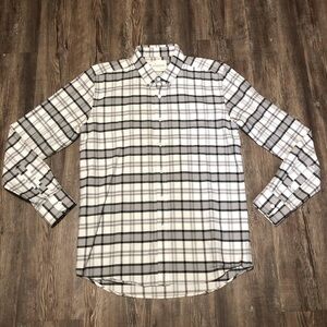 Saturdays Surf NYC Shirt Men's Medium Button Down Plaid Business Casual Black